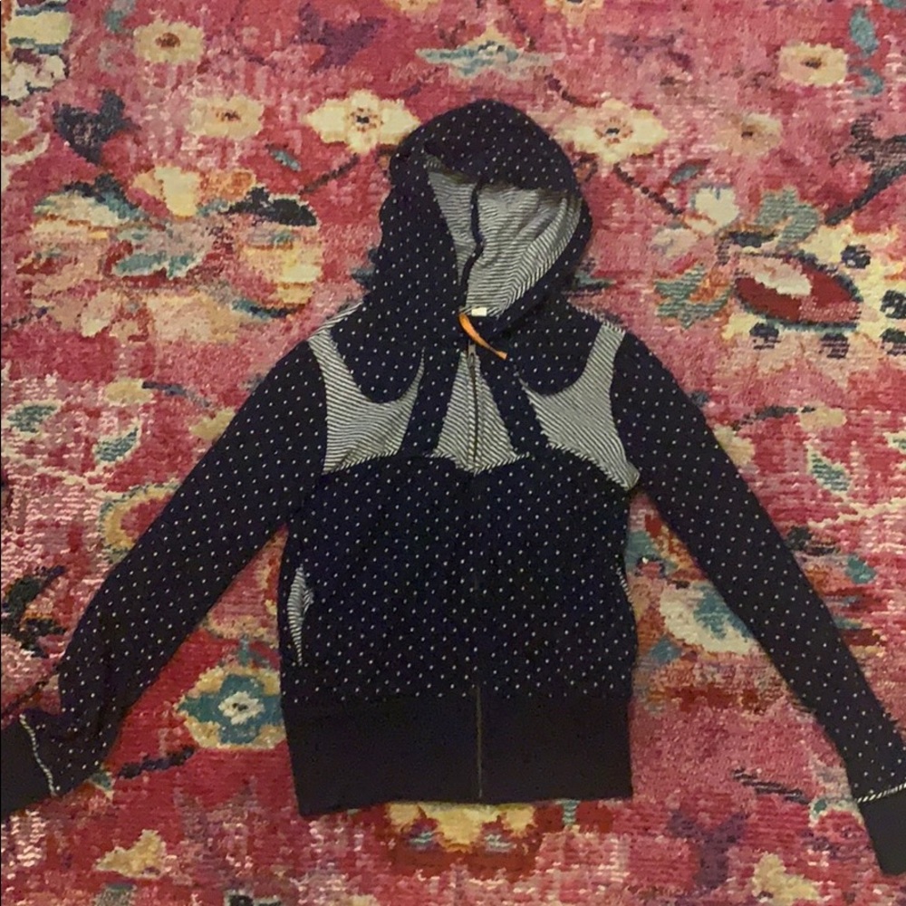 Navy and white Anthropologie zip up hoodie